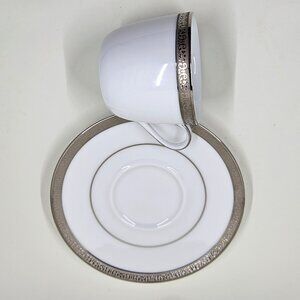 Flat Demitasse Cup & Saucer Set Grand Buffet Classic Platinum by Charter Club